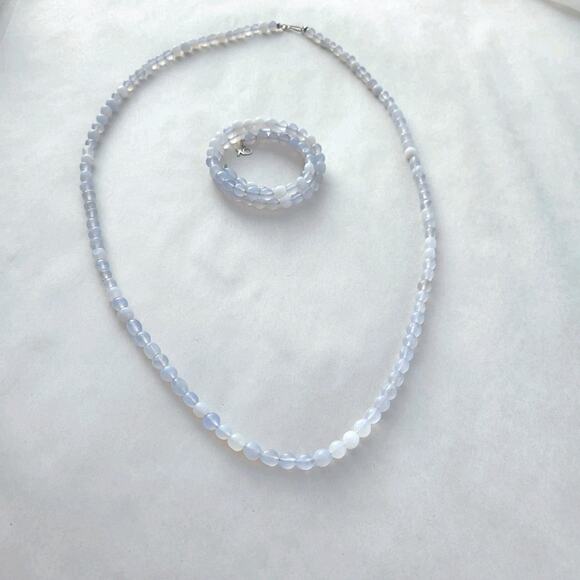 Jay King Blue chalcedony Stone Set Bracelet & Necklace 34" New Blue - Picture 2 of 12